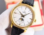 Omega De Ville Swiss 2824 Movement 40mm Italian Calfskin Leather Strap Watch